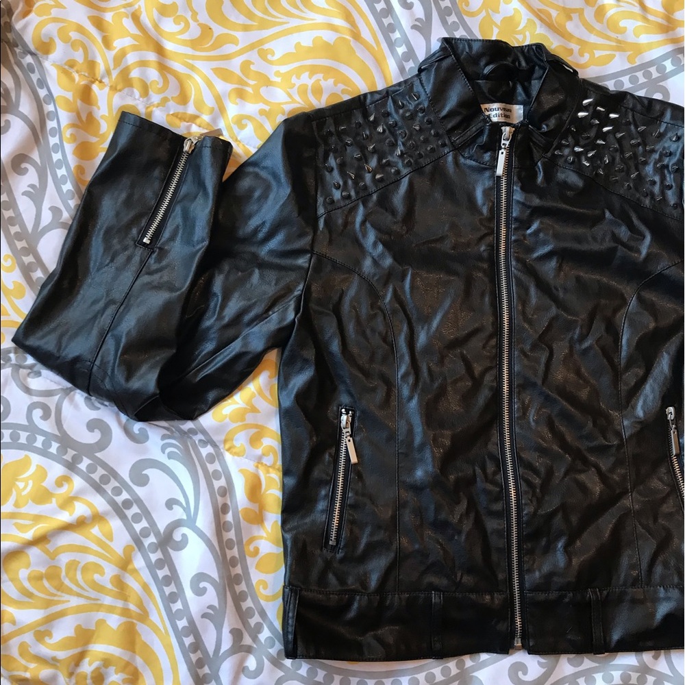 Faux Leather Punk studded moto jacket